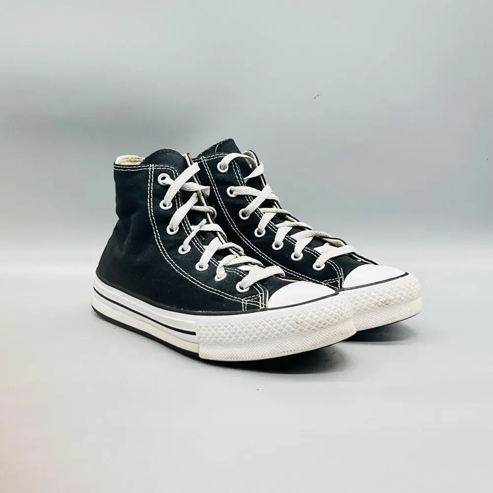 Converse Shoes Girls Boys 5 Black Canvas Chuck Taylor All Star High Top Sneakers